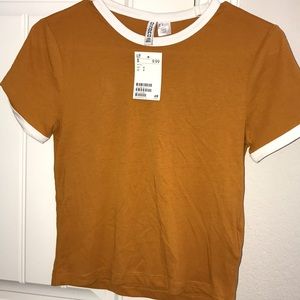 Mustard and white short sleeve